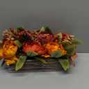 Fall Peonies Artificial Flowers In Rustic Wooden Box, Fall Silk Flowers Centerpieces for Tables, Falls Floral Arrangement with Pinecones, Berries for Autumn, Harvest Decor, Thanksgiving Decorations