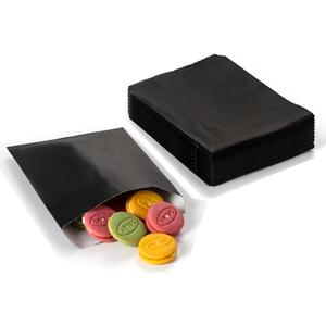 Black Paper Treat Bags Cookie Paper Bags 5.12 x 6.3-inch Flat Wax Treat Greaseproof Bakery Glassine Wrap for Candies Cookies Chocolate Pastries 100 Pcs