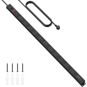 HHSOET Extra Long Desk Power Strip with USB C Ports, Black, 4FT