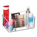 Amazing Abby - Glamour - Acrylic 5-Compartment Makeup Organizer (1-Pack), Transparent Plastic Beauty Supply Holder, Perfect Bathroom Vanity Storage for Makeup Palettes, Makeup Brushes, and More