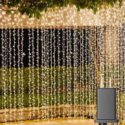 Solhice LED Curtain Lights Outdoor 30ft x10ft, 720 LED Plug in Hanging String Lights Indoor, Twinkle Light Backdrop for Outside Wedding Bedroom Décor, Warm White (Not Connectable)