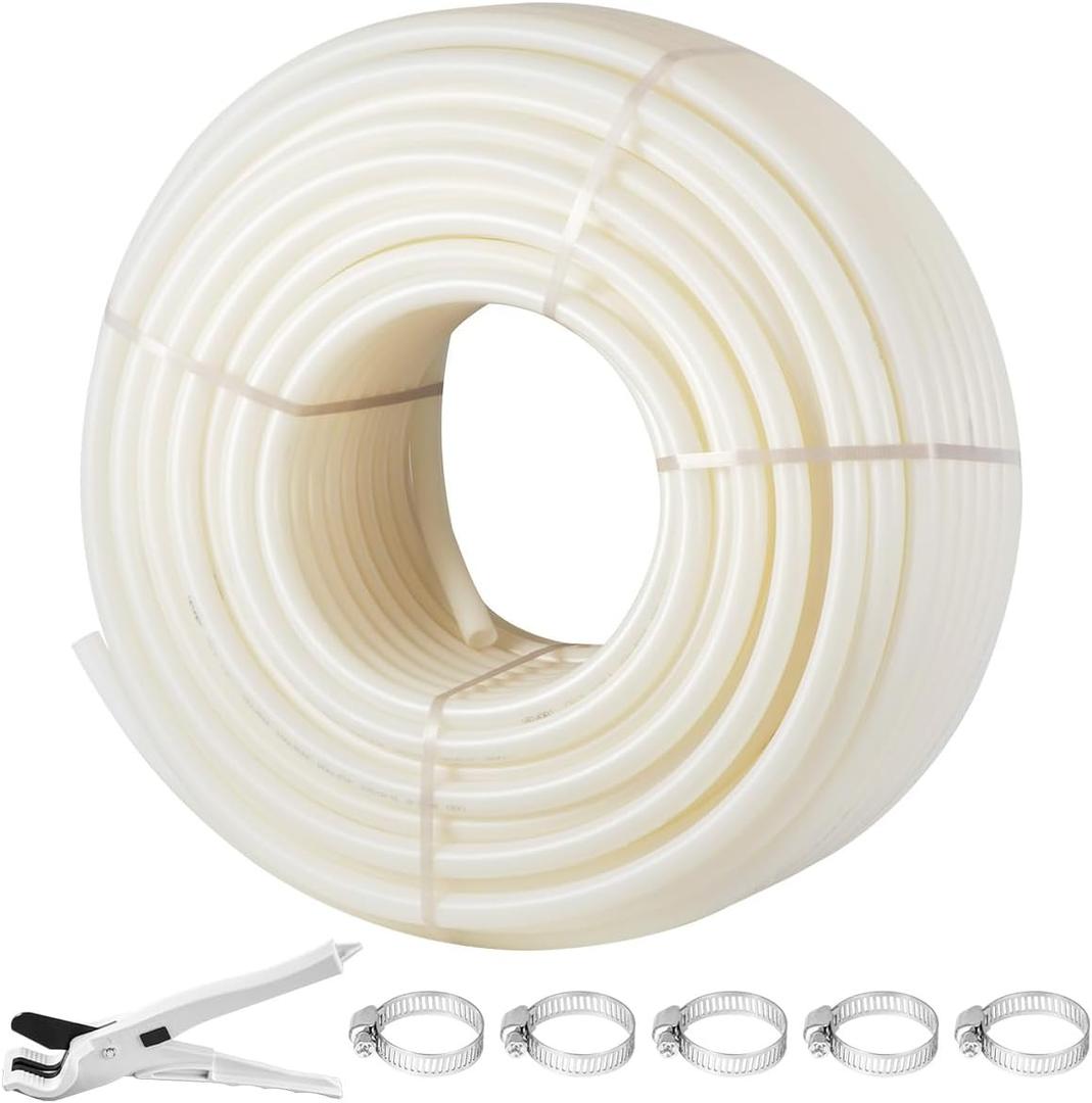 VEVOR PEX Pipe, 1 Inch x 500 FT Tubing, Non Oxygen Barrier White B Pipe, Flexible Water Line for RV Sewer Hose, Plumbing, Radiant Heating