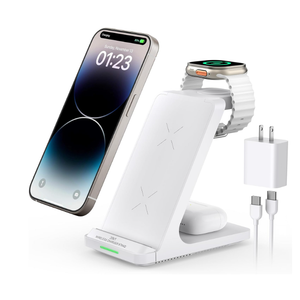 Wireless Charging Station, 3 in 1 Fast Wireless Charger Stand for Multiple Devices Apple Watch Ultra Series 11 10 9 8 7 6 SE 5 4 3 2, iPhone 17 16 15 14 13 12 11 Pro Max/Plus/Air/X/XS/XR/SE, Airpods