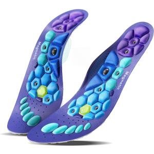 Acupressure Insoles for Men and Women - Orthopedic Acupoint Massage Insoles with Magnetic Technology, Shock Absorption, Non-Slip, Feet and Arch Support (Blue, L(Men 9.5-12/Women 10.5-13))