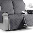 VANSOFY Waterproof Recliner Couch Covers, Sofa Covers 1-Piece Washable Reclining Sofa Cover Non-Slip Furniture Protector with Elastic Straps Pocket for Dogs, Pets(Dark Gray,Oversized 2 Seater)