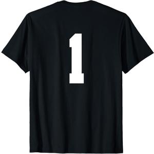 1 Number (on Back) Sport Team Number Jersey T-Shirt (Small, Black)