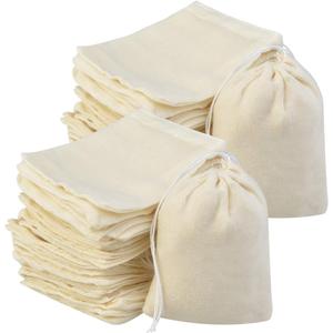 Tayfremn 200Pcs Cotton Drawstring Bags, Reusable Muslin Bag Natural Cotton Bags with Drawstring Produce Bag Bulk Gift Jewelry Pouch for Party Wedding Home Storage, Natural Color (4 x 3 Inches)