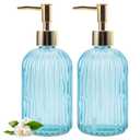 12 OZ Soap Dispenser,Pump Refillable Liquid Hand Soap Dispenser,for Bathroom,Kitchen,Dish Soap,Lotion, Stripe Soap Dispenser (Stripe Blue)