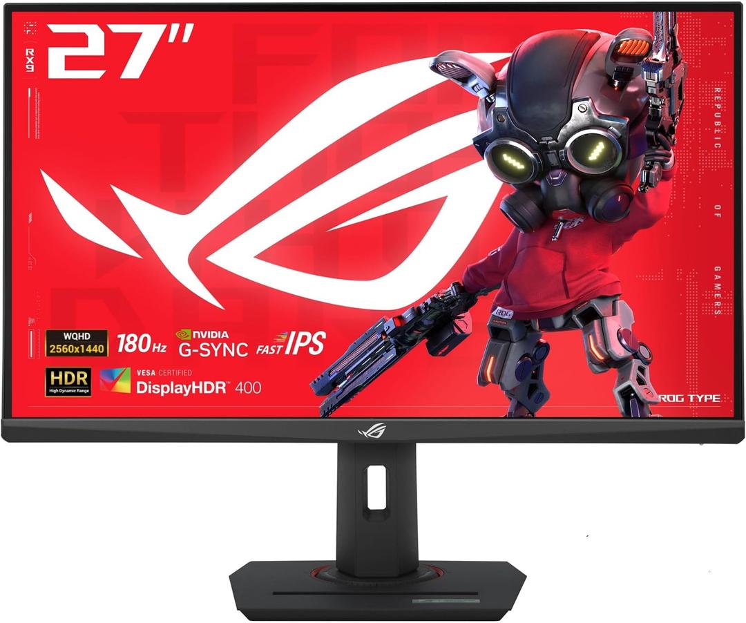 ASUS ROG Strix 27” QHD (2560x1440) HDR400 USB-C Gaming Monitor (XG27ACS), 180Hz,1ms, Fast IPS, 133% sRGB, Extreme Low Motion Blur Sync, G-Sync Compatible, DisplayWidget, Tripod Socket