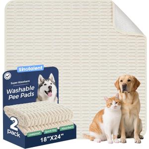 Washable Pee Pads for Dogs, Reusable Puppy Pads Dog Pads, Non-Slip Dog Pee Pads, Leak-Proof Pet Pee Pads Wee Wee Pads for Dogs. (Cream White, 18"x24"(Pack of 2))