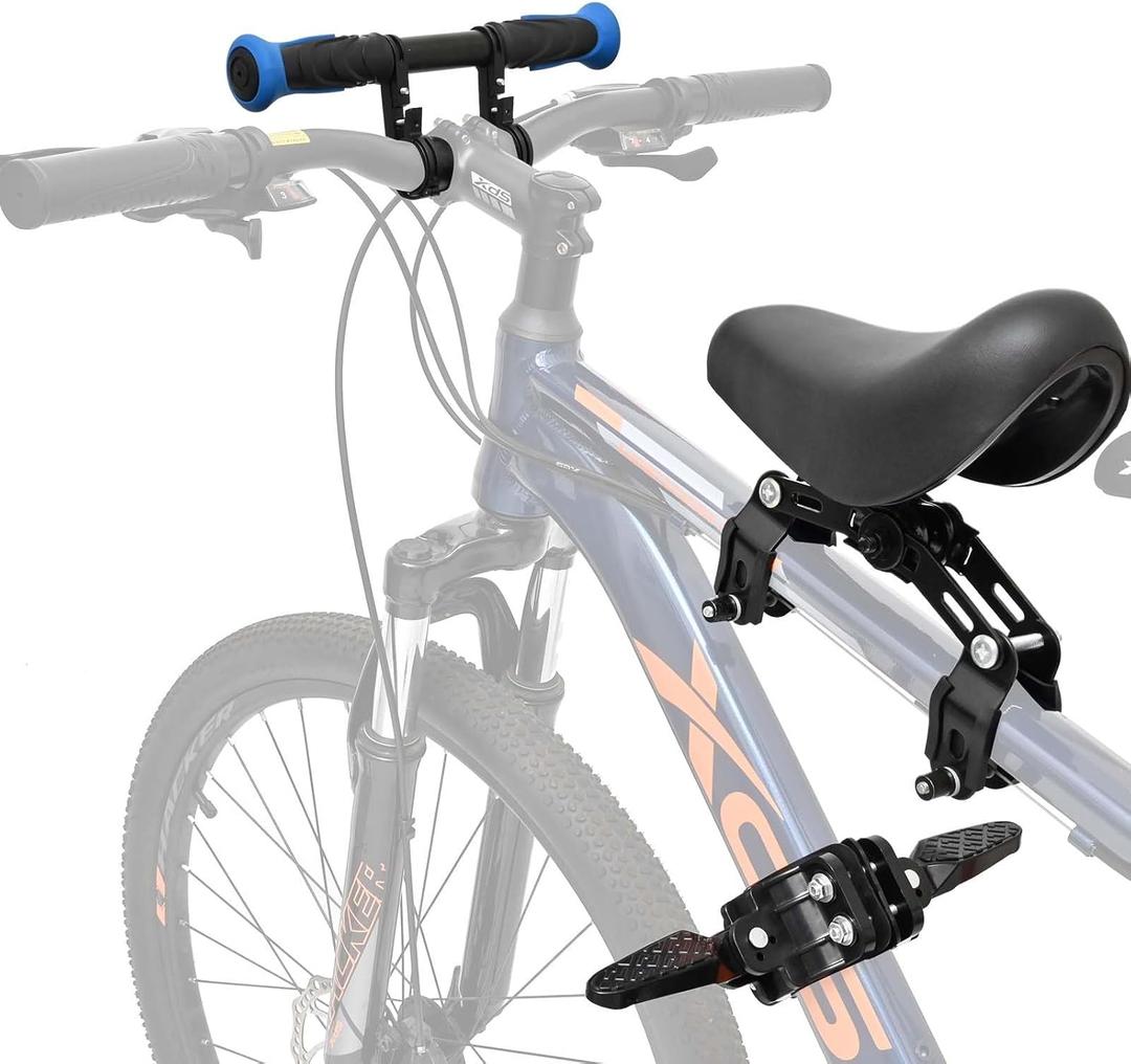 Kids Bike Seat Child Bike Seat Front Mount Toddler Bike Seat for 2-5 Years Child Bicycle Seats with Foot Pedals Compatible with All Adult Mountain Bikes