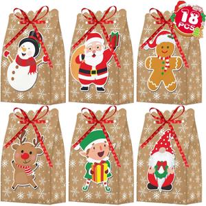 Funnlot Christmas Small Gift Boxes Small Christmas Gift Bags Christmas Candy Bags Christmas Bags for Gifts Small Gift Boxes Christmas Christmas Bags for Gifts Small Christmas Gift Bags Bulk Small Size, 18 Pcs