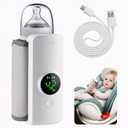 Portable Baby Bottle Warmer for Travel, Fast Heating & Precise Temp Control, Cordless Rechargeable Milk Warmer with LED Display, Waterless & Even Warming for Breastmilk On The Go