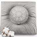 Hihealer Meditation Cushion, Traditional Tibetan Meditation Pillow Velvet Cover - Large Floor Cushion Seating for Adults - Yoga Buckwheat Bolster for WomenMoms (Sliver Grey(set))