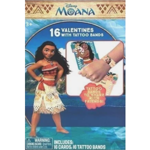 Disney Moana 16 Valentine Cards with Tattoo Bands2 Pack