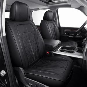 IKABEVEM Seat Covers Fit for Dodge RAM 1500 2002-2024 2025 2026: Compatible with RAM 1500 2500 3500 Car Seat Cover Truck Pickup Crew Double Quad Cab (Curved Bench, Full Set, Black)