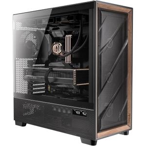 Antec Flux Pro, 6 x PWM Fans Included, High-Airflow Front Panel with Walnut Wood, iShift PSU 90 Mount, USB3.0 x 2, Type-C, 420mm Radiator Support, Temp. Display, Full-Tower E-ATX PC Case