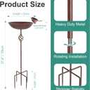 Metal Bird Bath for Outside,Hand-Painted Outdoor Birds Baths Water Bowl with Stake for Garden Patio Yard Lawn Decor, 27.6" H Bird Feeder with 5 Prongs Base,Vintage Freestanding Birdbaths & Birdfeeder