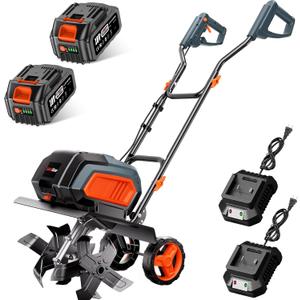 Cordless Electric Tiller Garden Cultivator TaskStar 40V Power Tiller Total 5000mAhx2 Battery Powered Rototiller 14" Width 9"Depth Tiller for Gardening,Dynamical Brushless Motor Enable Smooth Workflow