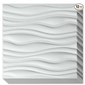 Art3d PVC Wave Board Textured 3D Wall Panels for Interior Wall Decor, Living Room, Bedroom, Office, Walnut, 19.7" x 19.7" (12 Pack)