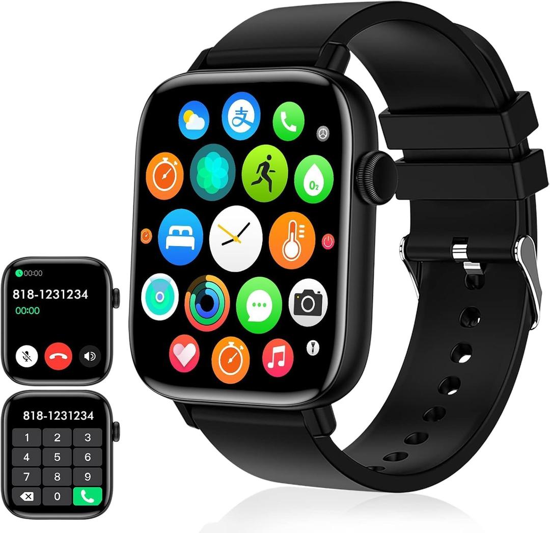 Smart Watch for Men - 1.90" HD Touch Screen Smartwatch, Bluetooth Call, Fitness Tracker with 120+ Sport Modes, Heart Rate & Sleep Monitor, IP68 Waterproof Smart Watches for Android & iPhone, Black