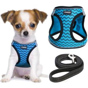 YIMEIS Dog Harness and Leash Set, No Pull Soft Mesh Pet Harness, Reflective Adjustable Puppy Vest for Small Medium Large Dogs, Cats (Blue, X-Small (Pack of 1)
