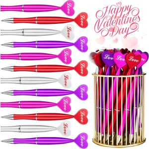 Geelin 56 Pcs Valentine's Day Heart Shaped Pens Heart Ballpoint Pen 1 mm Black Gel Ink Novelty Cute Decorative Pens Wedding Pen for Child Women Coworkers Valentine Party Office School Supplies