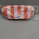 DYSHAYEN Stripe Travel Makeup Bag with Compartments Clear Coated Cosmetic Bag for Women, Waterproof Portable Open Flat Toiletry bag Pink-Orange