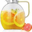 Glass Pitcher with Lids for Fridge Door, 2.5l/84oz Large Iced Tea Pitcher with Handle, Borosilicate Water Jug (Clear)