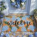 Jenaai Hydrangea Summer Doormat, 16 x 29 Inches, Floral Welcome Mat with Non-Slip Backing, Durable Coir Summer for Front Door, Entryway, Patio, and Porch Decor