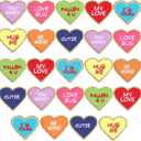 Juexica 24 Pcs Heart Shaped Iron on Patches Glitter Chenille Love Applique Embroidered Appliques Valentine's Day Transfers Sew on Fabric Patch for Clothes Jackets Backpack Hat Decoration(Bright)