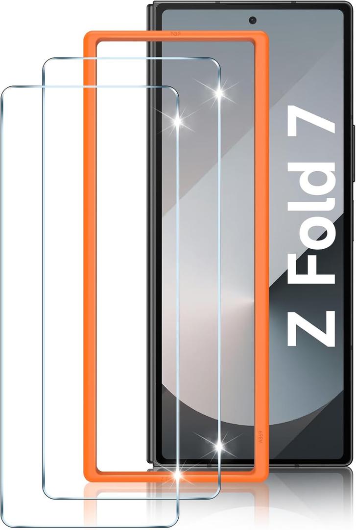 LYWHL 2-Pack Samsung Galaxy Z Fold 7 Screen Protector, Tempered Glass Front Screen Protector for Galaxy Z Fold 7 with Alignment Frame, Anti Scratch Bubble Free Easy Install - Transparent