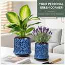 8 Inch Ceramic Planter Pot with Saucer Drainage Leak-Proof Mesh,Flower Pots for Lavender with Gardening Gloves,Ceramic Planter for Orchid(Peacock-Blue)