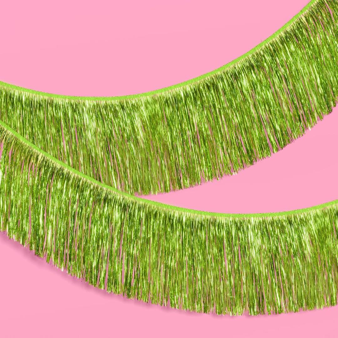 xo, Fetti Party Decorations Lime Green Fringe Banner - 4 ft. | Bachelorette Party Supplies, Birthday Photo Booth, Margarita Bach Decor, Bridal Shower Backdrop