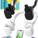 Valentines Day Gifts for Teens Boys Girls Kids Cell Phone Stand: UPGRADE Adjustable Thumbs Up Lazy Phone Holder for Desk Cool Gadgets Fun Birthday Gifts for Men Women Adults Husband Wife Him Easter (Black & White)