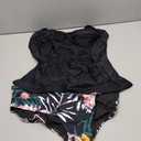 Eomenie Womens Halter Tankini Bathing Suit Ruched Tummy Control Two Piece Swimsuit with Bottom (Large, Black Floral)
