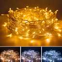AWQ 66FT 200 LED Christmas String Lights Fairy String Lights Plug in 11 Modes Timer Function Waterproof Extendable with Remote Control for Indoor Outdoor Wedding Party Christmas Decor(Warm & White)