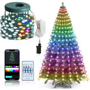 ASTRAEA Christmas Tree Lights, Christmas Lights Indoor Outdoor 200 LED 6.6FT x 10 String Lights with DIY scenarios 24 Modes Remote Control Multicolor Timing Function for Christmas Tree Decorations
