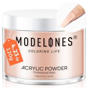 Modelones Acrylic Powder, 4.23oz/120g Cover Nude Blush Large Capacity Professional Acrylic Nail Powder Polymer for 3D French Nails Manicure Extensions & Carving