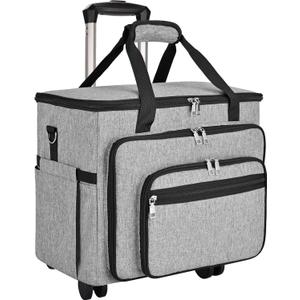FINESUN Rolling Bag with Detachable Dolly Multifunctional Rolling Briefcase Wheeled Bag for Work, Teaching, Office, Craft, Grey