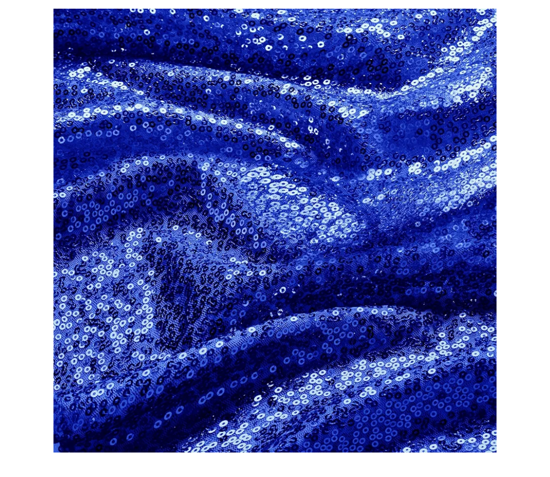 Royal Blue Sequin Fabric, 4Ft×4Ft  Width by The Yard,Sparkly Glitter Material for Xmas Decor Tablecloths Wedding Decor and DIY Sewing Projects