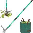 HUZSV Weed Puller Tool Gardening Hand Weeding Tool with Long Handle 4 Steel Claws and Collapsible Trash Can for Lawn and Garden,Easily Remove Weeds Without Bending, Pulling,or Kneeling
