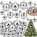 Flasoo 26 Pcs Disco Ball, 5 Sizes Disco Ball Ornaments Mini Mirror Silver Disco Balls Cake Topper Disco Themed Party Christmas Tree Ornaments Supplies (3.2inch, 2.4 Inch, 2 Inch, 1.6 Inch, 1.2 Inch)