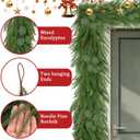 Christmas Garland Mixed with Eucalyptus,9FT Artificial Realistic Norfolk Pine Garland,Real Touch Cedar Pine Thick Greenery Faux Garland for Xmas Mantle,Stairs,Window,Fireplace(1, with 4 Ties)