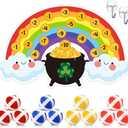 Wettarn St. Patricks Day Game Set 27x18 Rainbow Dart Board with 12 Sticky Balls St Patricks Day Party Games Irish Outdoor Activities Favors Shamrock Rainbow Decor