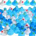 Jerify 50 Pcs Mini Rubber Ducks Decor Snowflake Themed Rubber Ducks Winter Bulk Holiday Ducky Favors Pool Duck Birthday Christmas Party Goodie Bag Fillers