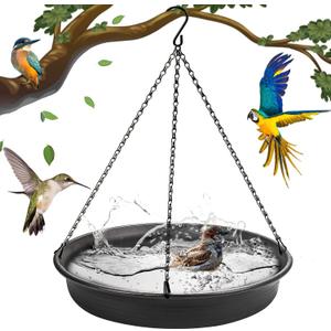 Hanging Bird Bath Hanging Bird-Feeder - CARGEN Garden BirdBath Tray Wildlife Feeder Plate Water Bowl or Water Bowl for Outdoors Garden Patio Decoration (Dark Grey)