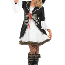 fun shack Pirate Costume Women's Deluxe Buccaneer Outfit with Corset Jacket, Dress, Hat, M