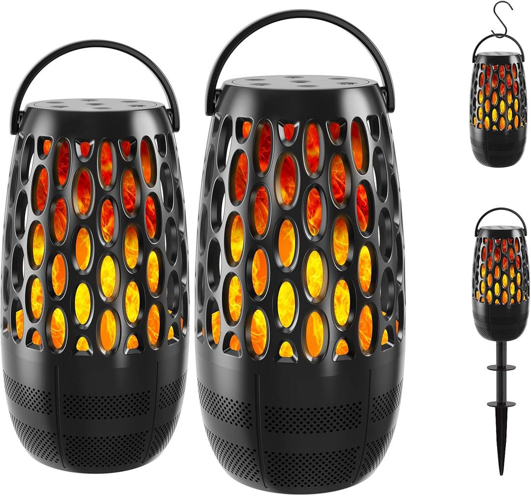 Vanten 2 Pack 10W Outdoor Bluetooth 5.3 Speakers, Waterproof, Sync up to 100, Flame Lamp for Party, Gifts for Men & Women