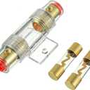 BOJACK 4-8 Gauge AWG in-line 50A AGU Fuse Holder with 50 Amp AGU Fuses for Car Audio, Alarm, Amplifier, Compressors, Waterproof Inline Fuse Holders (50A)